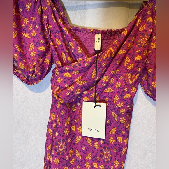 Spell NWT Madame Peacock Sweetheart Mini Dress Size XS Boysenberry - Picture 3 of 5